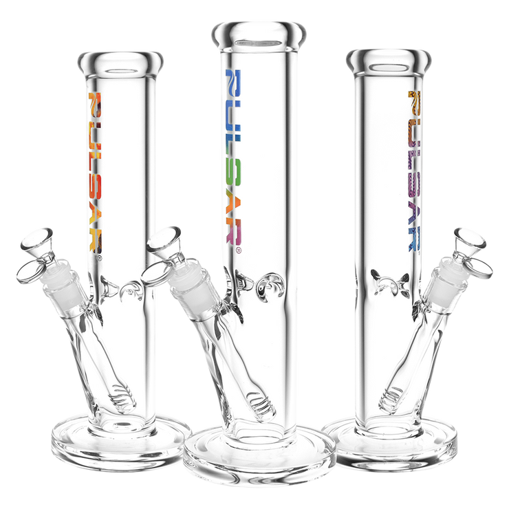 Pulsar Illustrated Logo Straight Tube Bong | Medium Size | Group