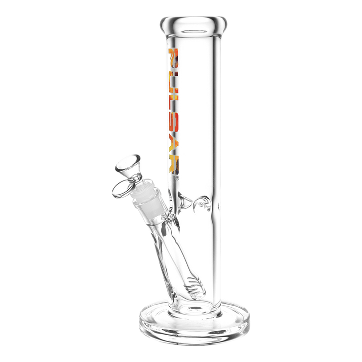 Pulsar Illustrated Logo Straight Tube Bong | Medium Size | Orange