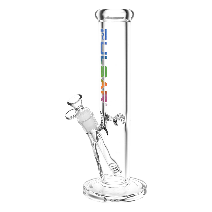 Pulsar Illustrated Logo Straight Tube Bong | Medium Size | Rainbow