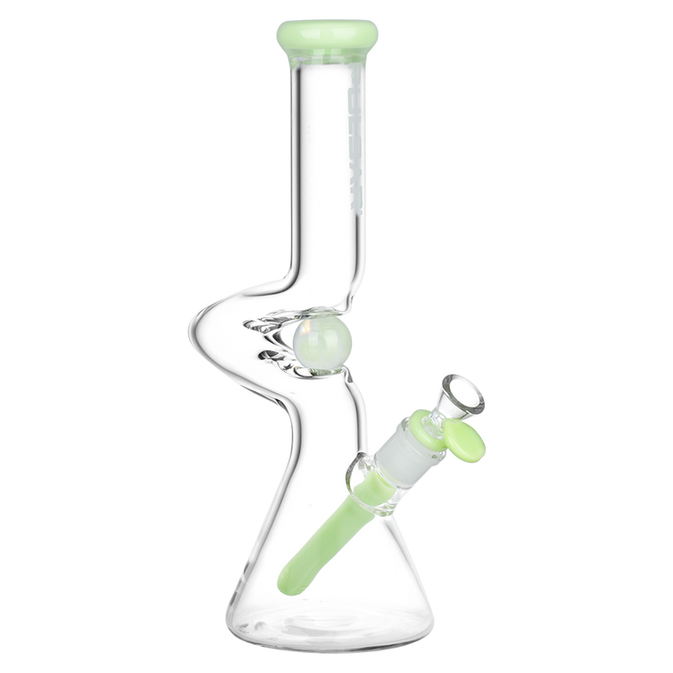 Pulsar Kinked Marble Beaker Bong | Green