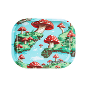 Pulsar Mini Metal Rolling Tray | Floating Mushrooms | Front View