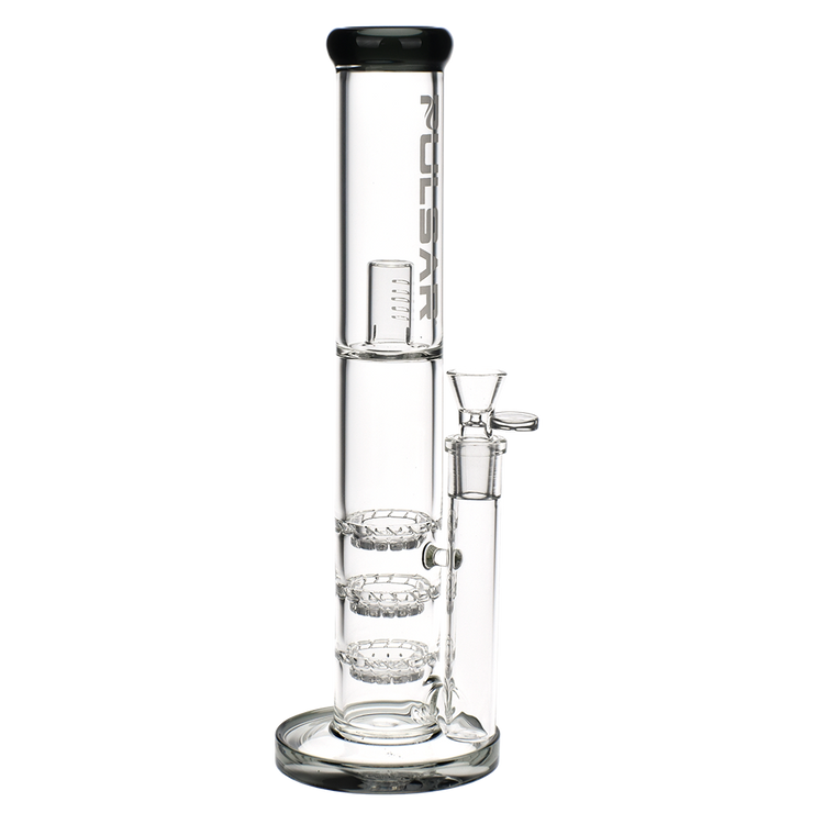 Pulsar Triple Turbine Perc Straight Tube Bong | Black