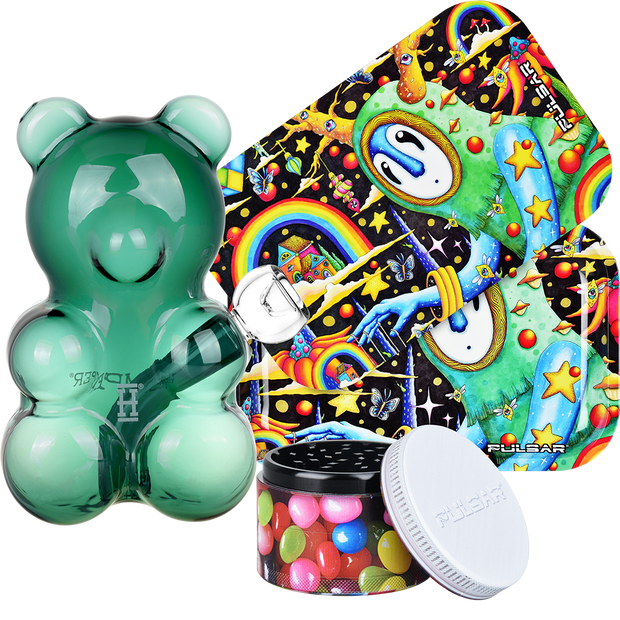 Rainbow Gummy Bong, Grinder, & Rolling Tray Bundle