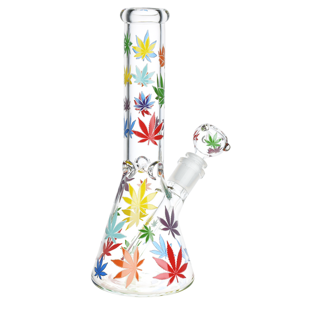 Rainbow Leaf Glow Beaker Bong | Back View