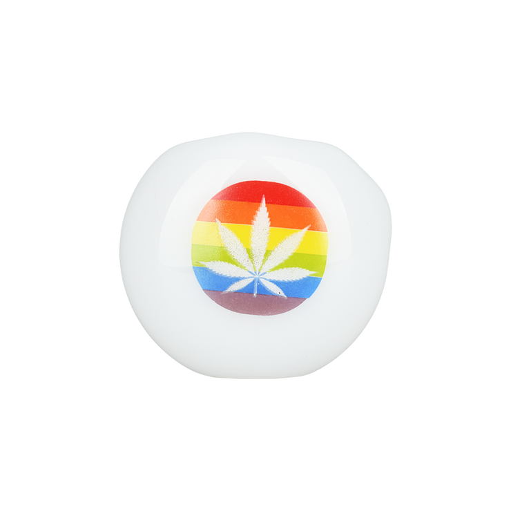 Rainbow Leaf Glow Spoon Pipe | Bowl View