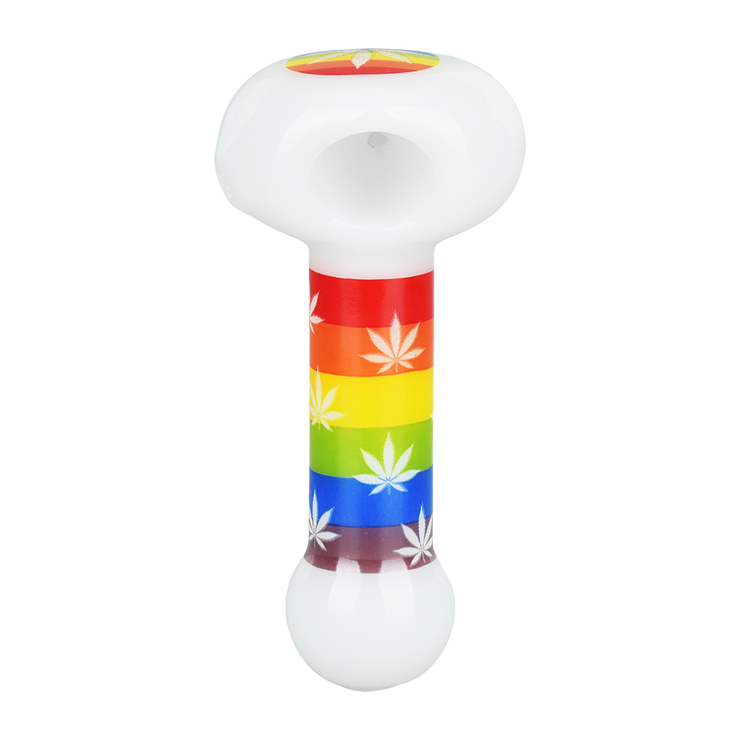 Rainbow Leaf Glow Spoon Pipe | Top View