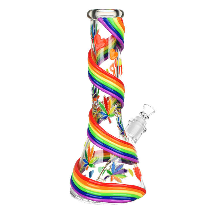 Rainbow Pride Glow Beaker Bong | Back View