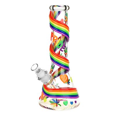 Rainbow Pride Glow Beaker Bong | Front View