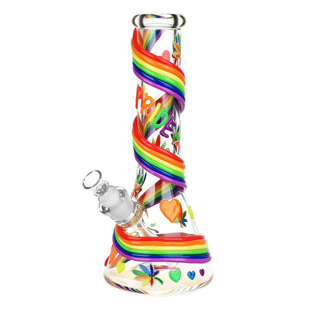 Rainbow Pride Glow Beaker Bong | Front View