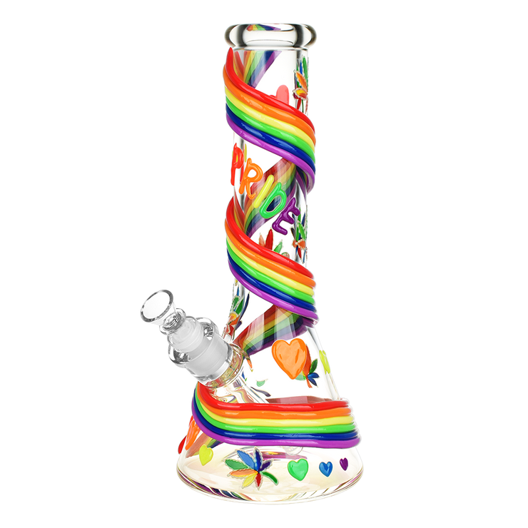 Rainbow Pride Glow Beaker Bong | Front View