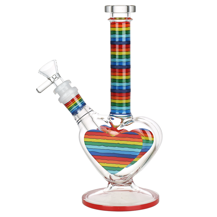 Rainbow Striped Heart Bong | Alt Side View