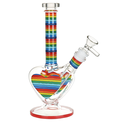 Rainbow Striped Heart Bong | Front View