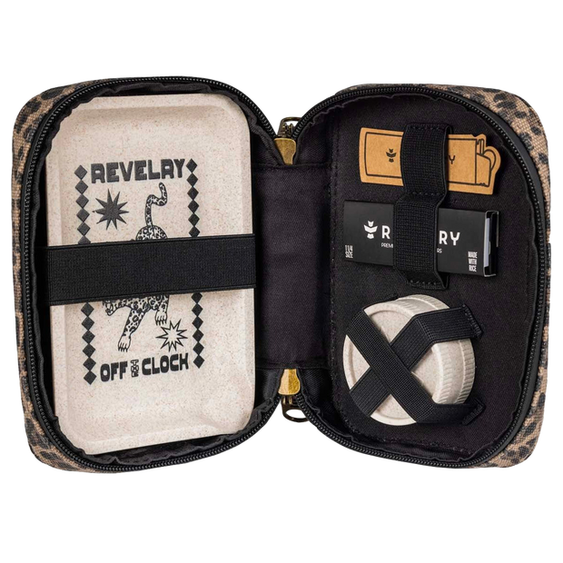 Revelry Traveler Smell Proof Rolling Kit | Leopard | Open View