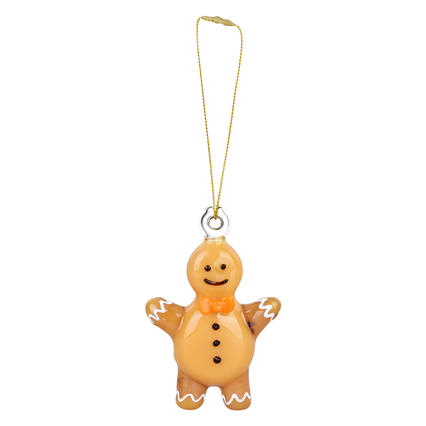 Santa's Secret Hangable Ornament Hand Pipe | Gingerbread Cookie | Front View