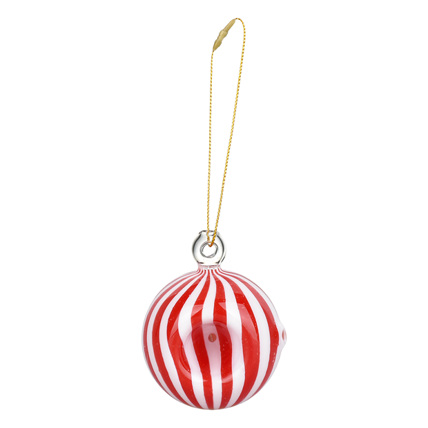 Santa's Secret Hangable Ornament Hand Pipe | Peppermint Ball | Back View