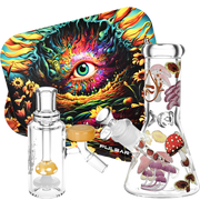 Shroom Trip Bong, Ash Catcher, & Rolling Tray Bundle