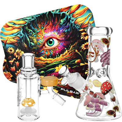 Shroom Trip Bong, Ash Catcher, & Rolling Tray Bundle