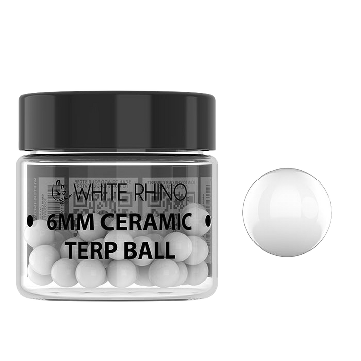 White Rhino Colored Glass Terp Pearls | 50ct Jar | White Ceramic